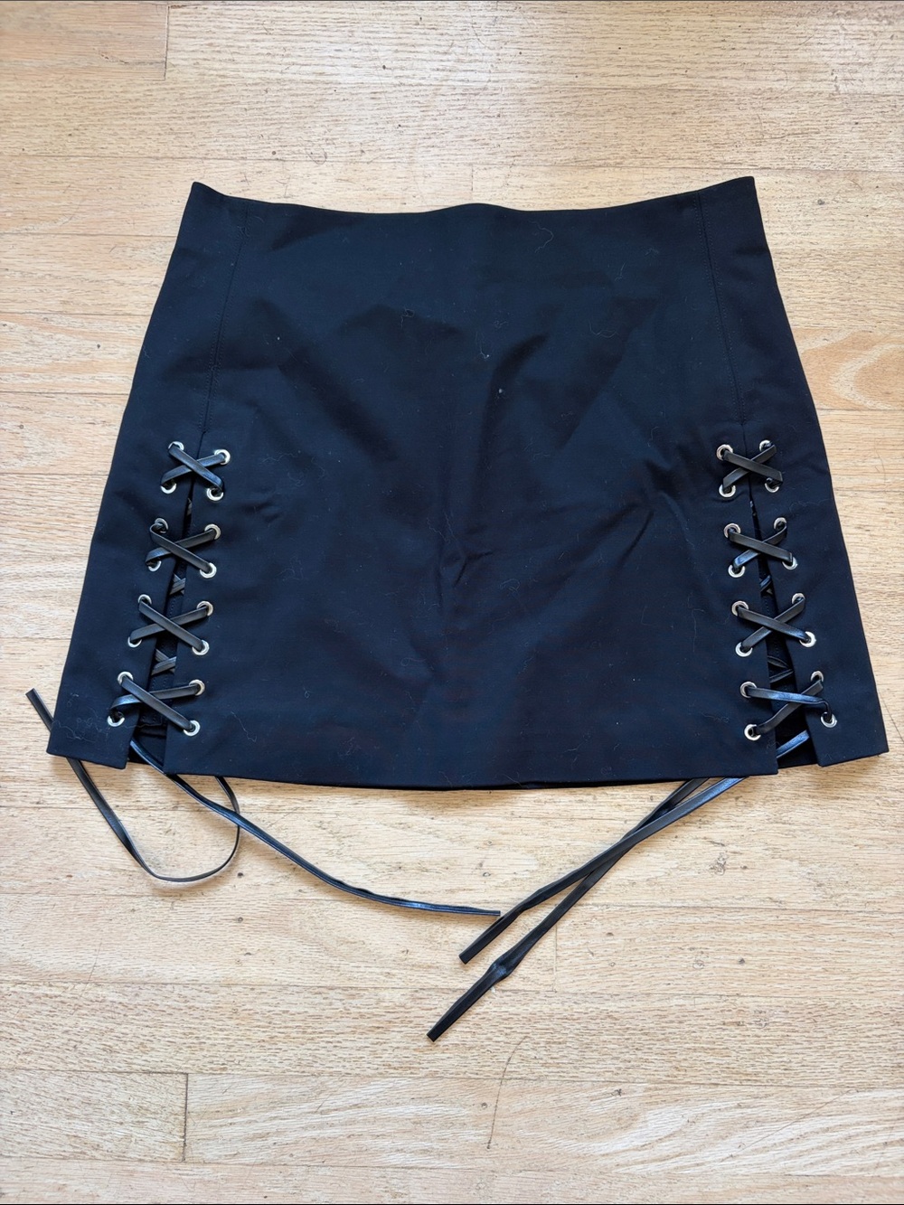Helmut lang Black Lace-Up Mini Skirt - Women size 4 goth grunge